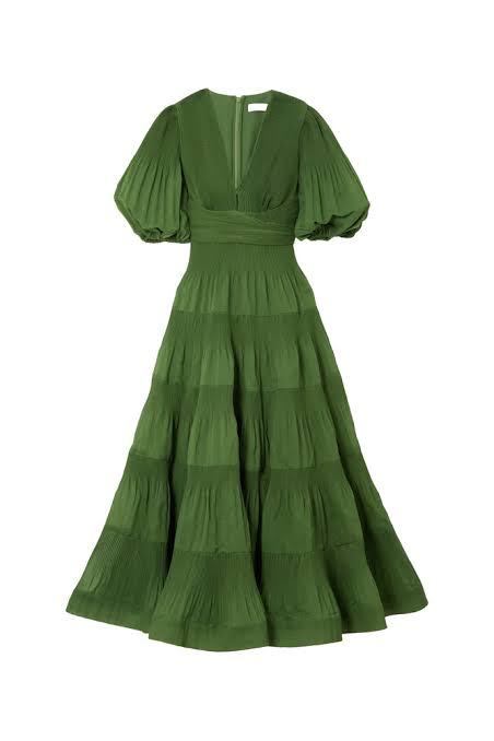 Zimmermann Pleated Tiered Twill Midi Dress (SIZE 12)